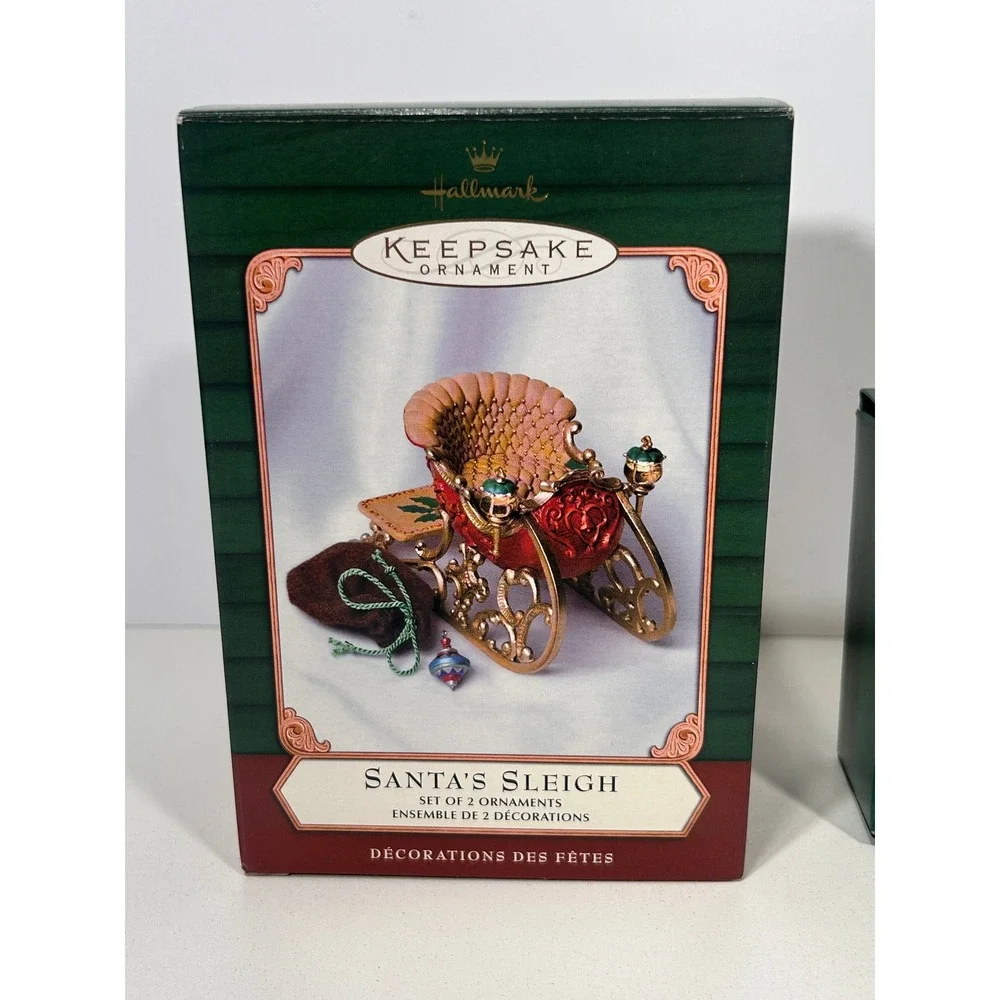 Hallmark Keepsake Ornaments Santa's Sleigh 2001 & Christmas Morning Treasures